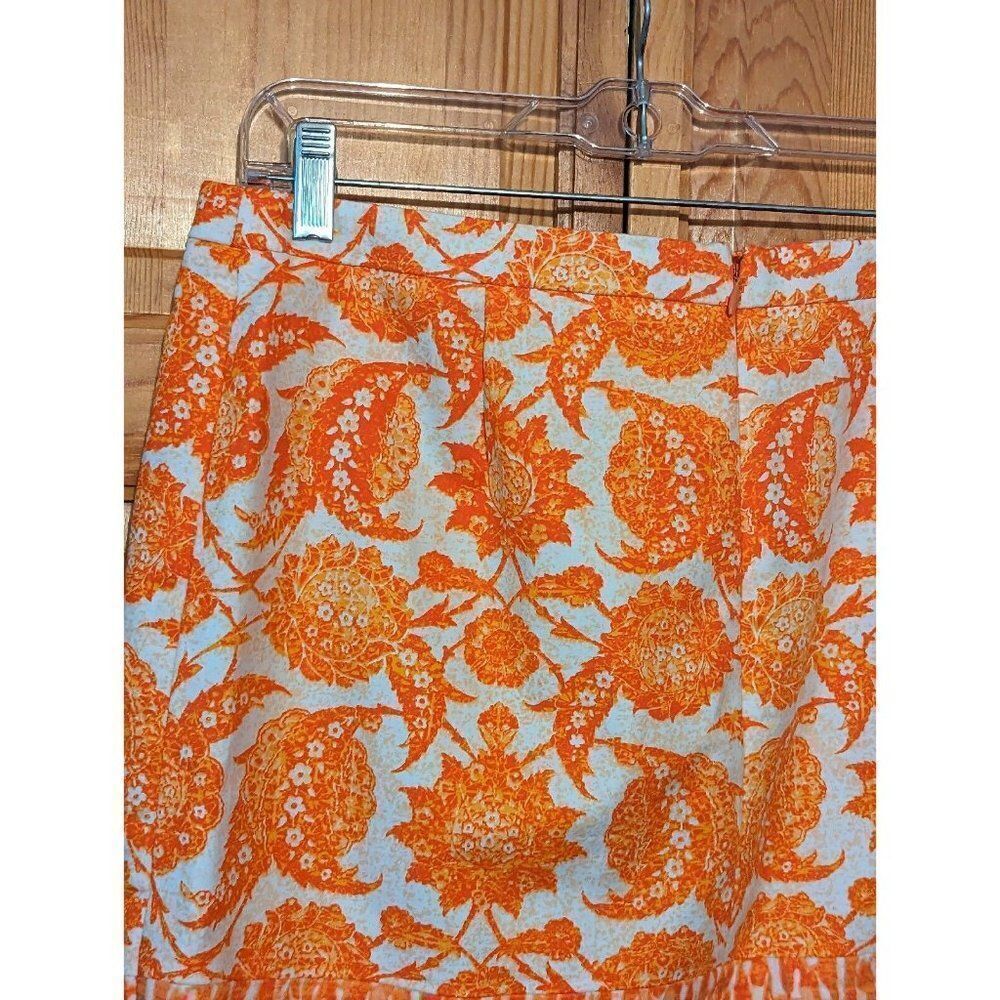 Michael Kors MIni Stretch Cotton Pencil Skirt Clementine Paisley - Picture 8 of 11